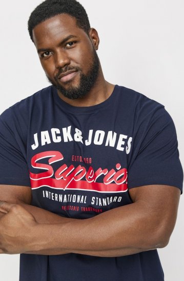 Jack & Jones LOGO O-Neck T-Shirt Dark Blue - Koszulki - T-shirty meskie Duże Rozmiary - 2XL-14XL