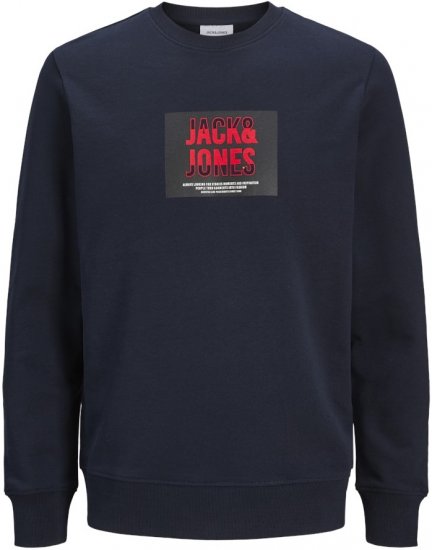 Jack & Jones HUDSON Sweatshirt Navy - Bluzy & bluzy z kapturem - Bluzy & Bluzy z kapturem 2XL-12XL