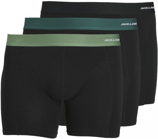 Jack & Jones Nick Bamboo Trunks 3-Pack Green/Black - Bielizna & stroje kąpielowe - Bielizna & Stroje kąpielowe 2XL-8XL