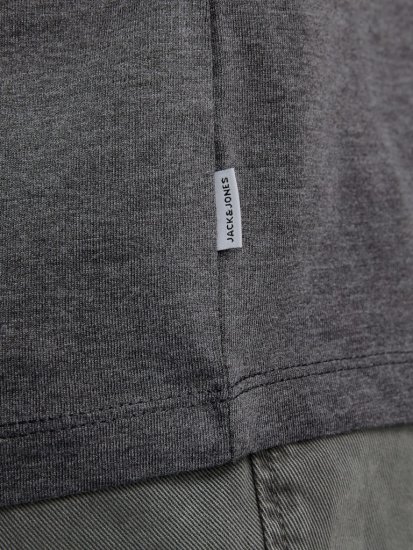 Jack & Jones ORGANIC T-Shirt Dark Grey Melange - Koszulki - T-shirty meskie Duże Rozmiary - 2XL-14XL