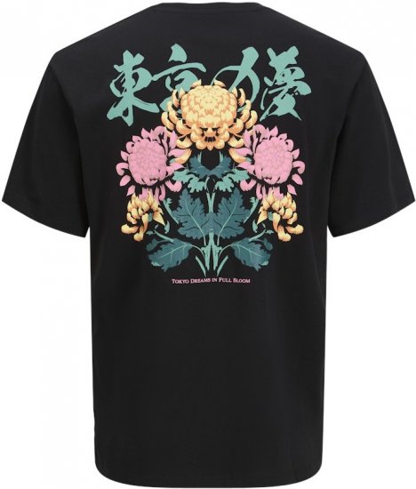 Jack & Jones Dreams Front & Back Print Crew Neck T-Shirt Black - Koszulki - T-shirty meskie Duże Rozmiary - 2XL-14XL