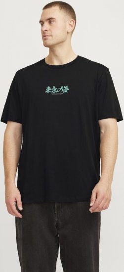 Jack & Jones Dreams Front & Back Print Crew Neck T-Shirt Black - Koszulki - T-shirty meskie Duże Rozmiary - 2XL-14XL