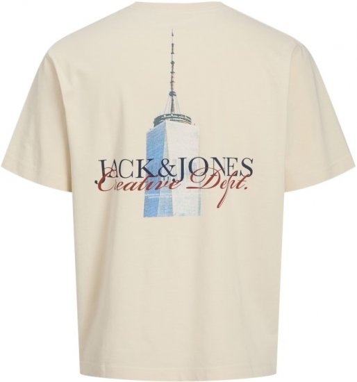 Jack & Jones Boston Photo Crew Neck T-Shirt Antique White - Koszulki - T-shirty meskie Duże Rozmiary - 2XL-14XL