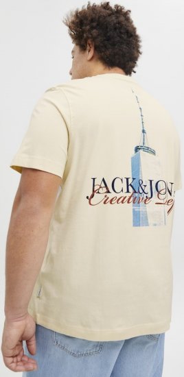 Jack & Jones Boston Photo Crew Neck T-Shirt Antique White - Koszulki - T-shirty meskie Duże Rozmiary - 2XL-14XL