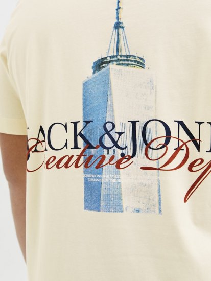 Jack & Jones Boston Photo Crew Neck T-Shirt Antique White - Koszulki - T-shirty meskie Duże Rozmiary - 2XL-14XL