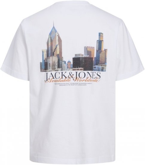 Jack & Jones Boston Photo Crew Neck T-Shirt Bright White - Koszulki - T-shirty meskie Duże Rozmiary - 2XL-14XL
