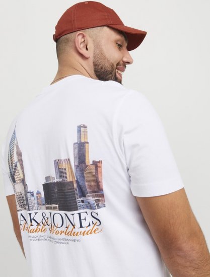 Jack & Jones Boston Photo Crew Neck T-Shirt Bright White - Koszulki - T-shirty meskie Duże Rozmiary - 2XL-14XL