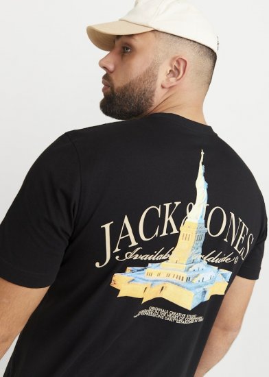 Jack & Jones Boston Photo Crew Neck T-Shirt Black - Koszulki - T-shirty meskie Duże Rozmiary - 2XL-14XL