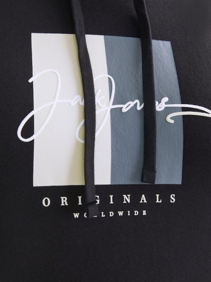 Jack & Jones Frederiksberg Box Script Hoodie Black - Bluzy & bluzy z kapturem - Bluzy & Bluzy z kapturem 2XL-12XL