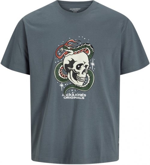 Jack & Jones Anatomy Skull Crew Neck T-Shirt Grey - Koszulki - T-shirty meskie Duże Rozmiary - 2XL-14XL