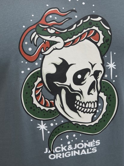 Jack & Jones Anatomy Skull Crew Neck T-Shirt Grey - Koszulki - T-shirty meskie Duże Rozmiary - 2XL-14XL