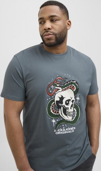 Jack & Jones Anatomy Skull Crew Neck T-Shirt Grey - Koszulki - T-shirty meskie Duże Rozmiary - 2XL-14XL