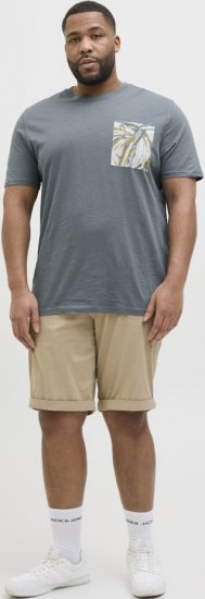 Jack & Jones Split Pocket Print T-Shirt Grey - Koszulki - T-shirty meskie Duże Rozmiary - 2XL-14XL