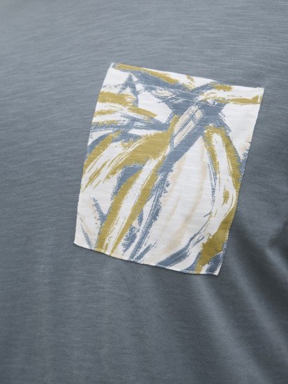 Jack & Jones Split Pocket Print T-Shirt Grey - Koszulki - T-shirty meskie Duże Rozmiary - 2XL-14XL