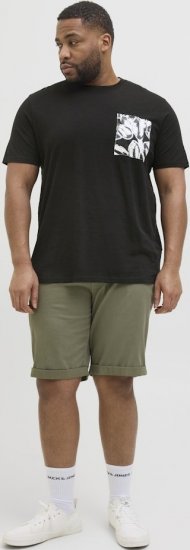Jack & Jones Split Pocket Print T-Shirt Black - Koszulki - T-shirty meskie Duże Rozmiary - 2XL-14XL