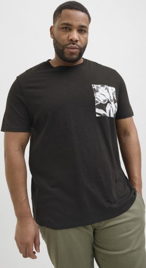 Jack & Jones Split Pocket Print T-Shirt Black - Koszulki - T-shirty meskie Duże Rozmiary - 2XL-14XL