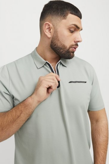 Jack & Jones Fusion Pique Zipper Polo Green/Blue - Koszulki polo - Koszulki Polo 2XL-8XL