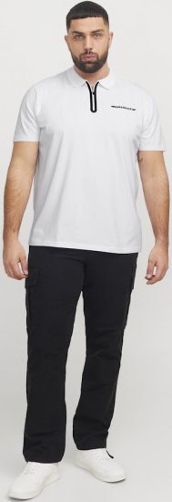 Jack & Jones Fusion Pique Zipper Polo Bright White - Koszulki polo - Koszulki Polo 2XL-8XL