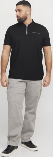 Jack & Jones Fusion Pique Zipper Polo Black - Koszulki polo - Koszulki Polo 2XL-8XL