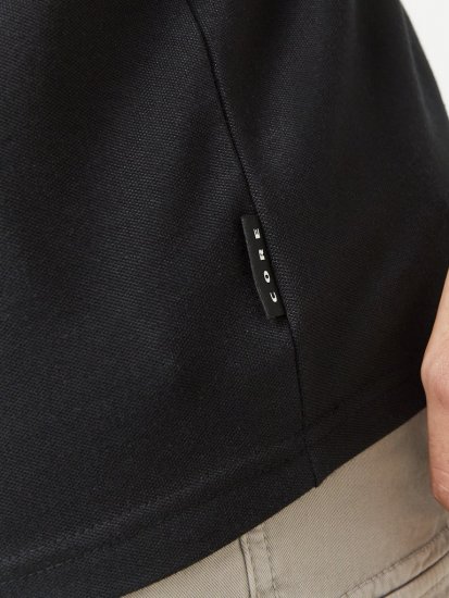 Jack & Jones Fusion Pique Zipper Polo Black - Koszulki polo - Koszulki Polo 2XL-8XL