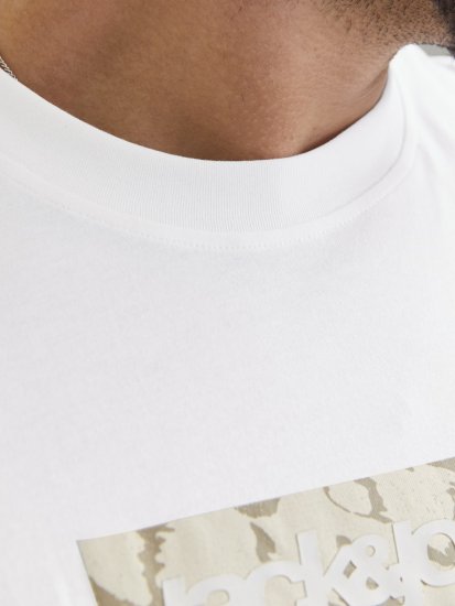 Jack & Jones Tarmac Camo Crew Neck T-Shirt Bright White - Koszulki - T-shirty meskie Duże Rozmiary - 2XL-14XL