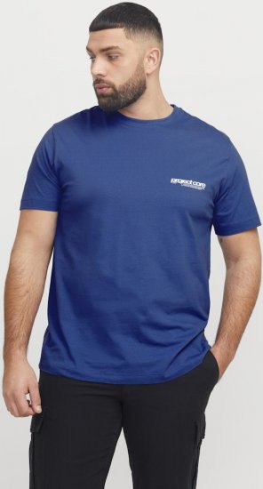 Jack & Jones Union Front & Back Print Crew Neck T-Shirt Beaucoup Blue - Koszulki - T-shirty meskie Duże Rozmiary - 2XL-14XL