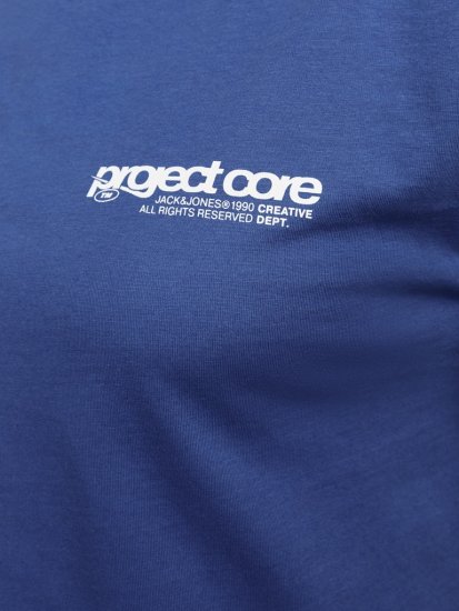 Jack & Jones Union Front & Back Print Crew Neck T-Shirt Beaucoup Blue - Koszulki - T-shirty meskie Duże Rozmiary - 2XL-14XL