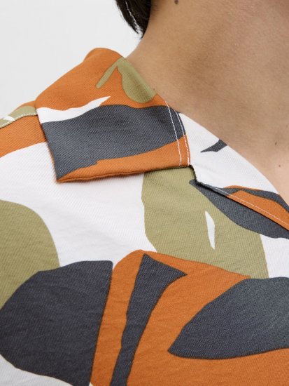 Jack & Jones Vira Marshall AOP Short Sleeve Shirt Cloud Dancer - Koszule - Koszule 2XL-10XL