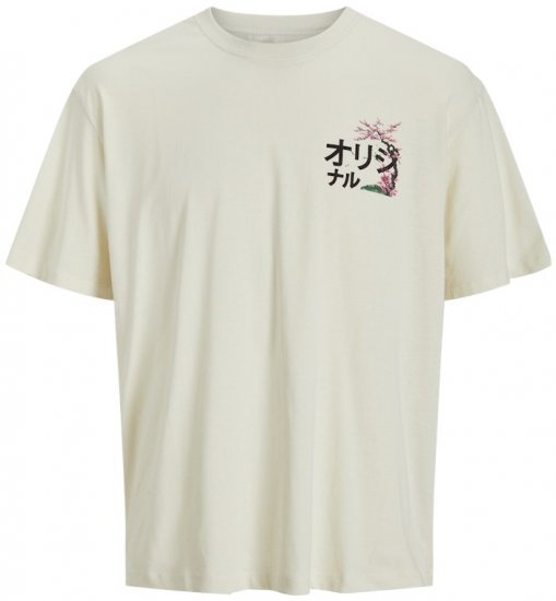 Jack & Jones Fuji Crew Neck T-Shirt Antique White - Koszulki - T-shirty meskie Duże Rozmiary - 2XL-14XL