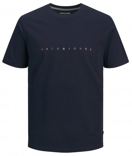Jack & Jones JJFONT T-Shirt Navy - Koszulki - T-shirty meskie Duże Rozmiary - 2XL-14XL