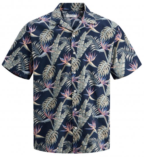 Jack & Jones JJCOASTAL RESORT Floral Shirt Navy - Koszule - Koszule 2XL-10XL