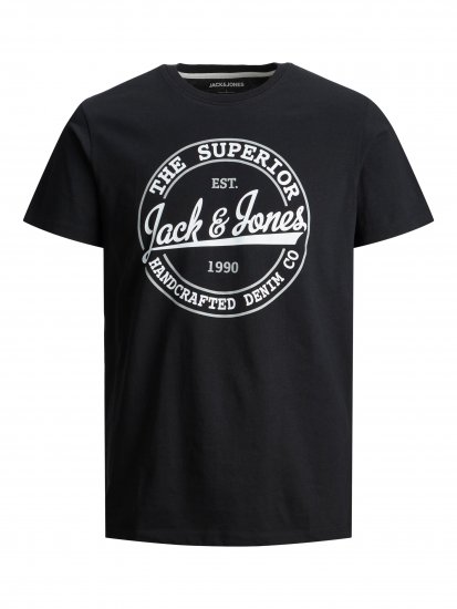 Jack & Jones JJBRAT T-Shirt Black - Koszulki - T-shirty meskie Duże Rozmiary - 2XL-14XL