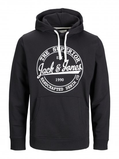 Jack & Jones JJBRAT SWEAT Hoodie Black - Bluzy & bluzy z kapturem - Bluzy & Bluzy z kapturem 2XL-12XL