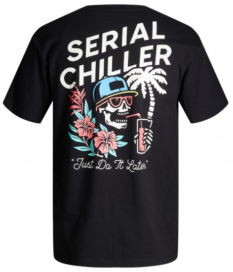 Jack & Jones JJCHILLER With Back Print Black - Koszulki - T-shirty meskie Duże Rozmiary - 2XL-14XL