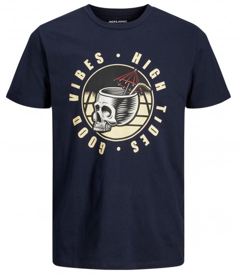 Jack & Jones JJEUSTACE T-Shirt Navy - Koszulki - T-shirty meskie Duże Rozmiary - 2XL-14XL