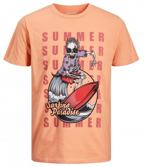 Jack & Jones JJEUSTACE T-Shirt Orange - Koszulki - T-shirty meskie Duże Rozmiary - 2XL-14XL