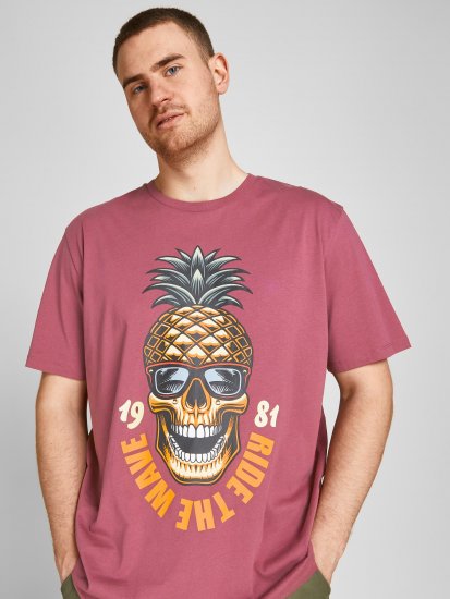Jack & Jones JJEUSTACE T-Shirt Pink - Koszulki - T-shirty meskie Duże Rozmiary - 2XL-14XL