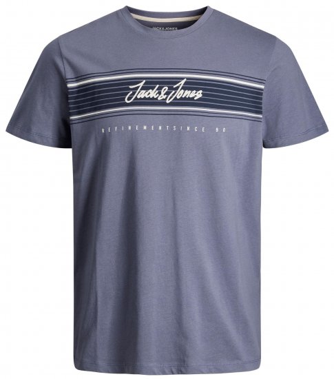 Jack & Jones JJLEO T-Shirt Gray - Koszulki - T-shirty meskie Duże Rozmiary - 2XL-14XL