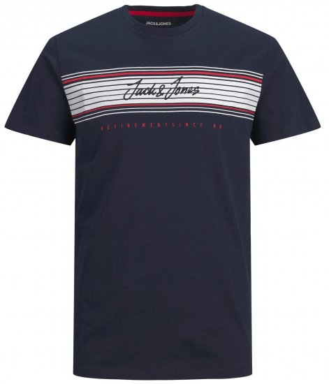 Jack & Jones JJLEO T-shirt Navy - Koszulki - T-shirty meskie Duże Rozmiary - 2XL-14XL