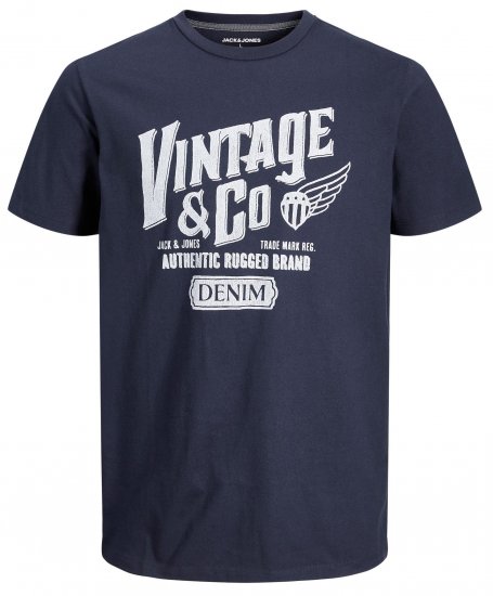 Jack & Jones JJAARON T-Shirt Navy - Koszulki - T-shirty meskie Duże Rozmiary - 2XL-14XL