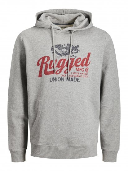 Jack & Jones JJAARON Hoodie Grey - Bluzy & bluzy z kapturem - Bluzy & Bluzy z kapturem 2XL-12XL