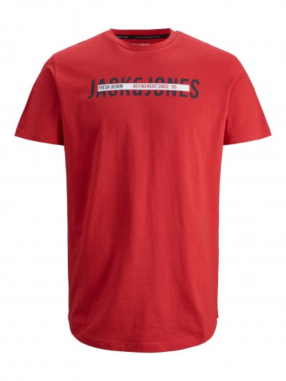 Jack & Jones JJTEO T-Shirt Red - Koszulki - T-shirty meskie Duże Rozmiary - 2XL-14XL