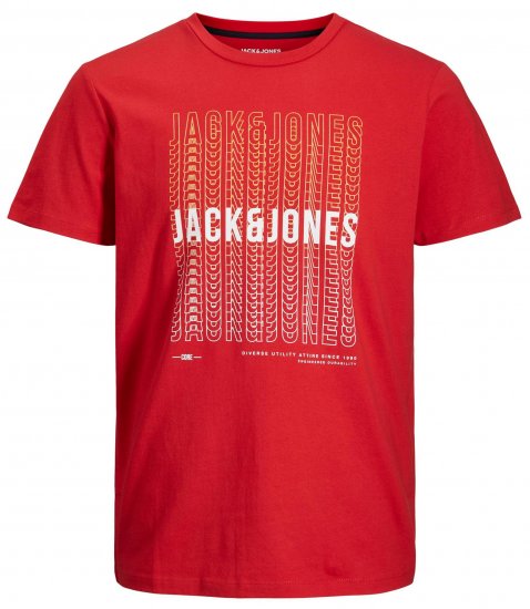 Jack & Jones JJCYBER T-Shirt Red - Koszulki - T-shirty meskie Duże Rozmiary - 2XL-14XL