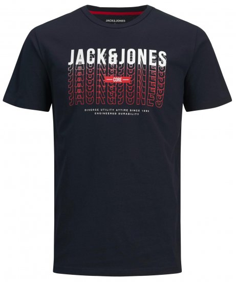 Jack & Jones JJCYBER T-Shirt Navy - Koszulki - T-shirty meskie Duże Rozmiary - 2XL-14XL