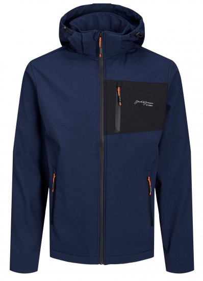 Jack & Jones JJTYSON Softshell Jacket Navy Blazer - Kurtki Męskie Duże Rozmiary - Kurtki Duże rozmiary 2XL-8XL