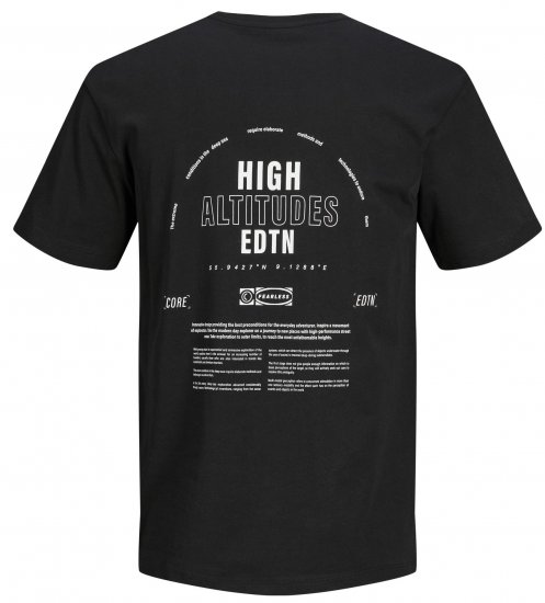 Jack & Jones JCOEDTN T-Shirt with Back Print Black - Koszulki - T-shirty meskie Duże Rozmiary - 2XL-14XL