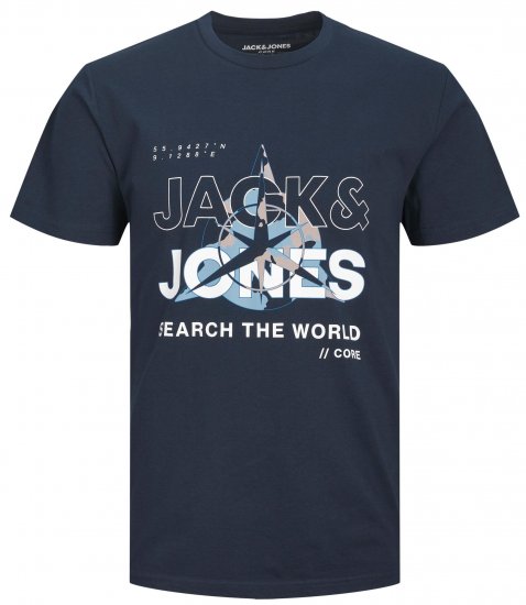Jack & Jones JCOHUNT T-Shirt Navy Blazer - Koszulki - T-shirty meskie Duże Rozmiary - 2XL-14XL