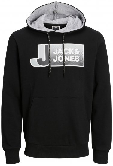 Jack & Jones JCOLOGAN Hoodie Black - Bluzy & bluzy z kapturem - Bluzy & Bluzy z kapturem 2XL-12XL