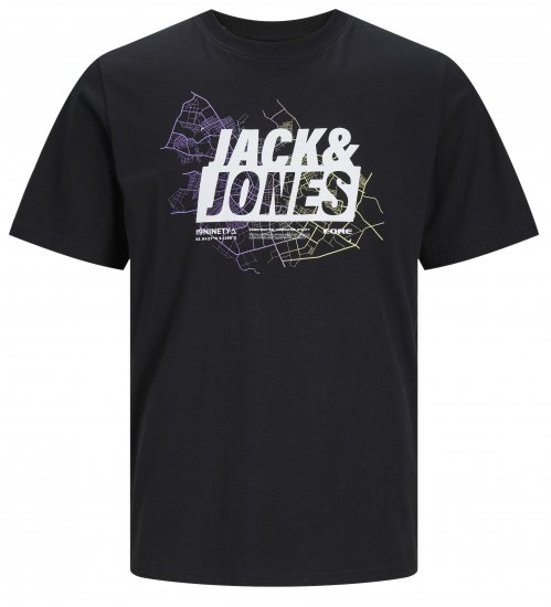 Jack & Jones JCOMAP LOGO T-Shirt Black - Koszulki - T-shirty meskie Duże Rozmiary - 2XL-14XL