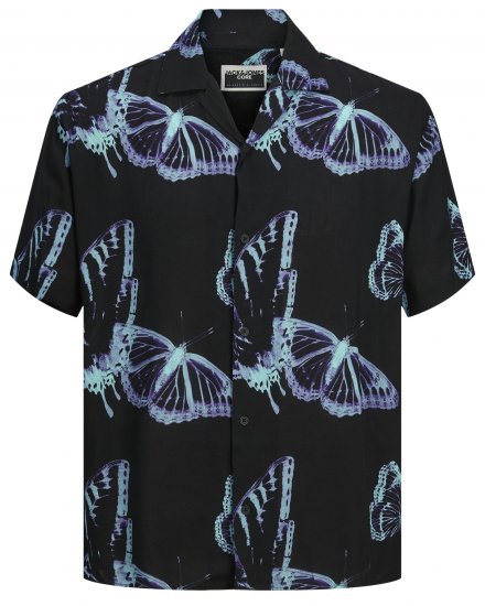 Jack & Jones JCOJEFF AOP Resort Shirt Black - Koszule - Koszule 2XL-10XL